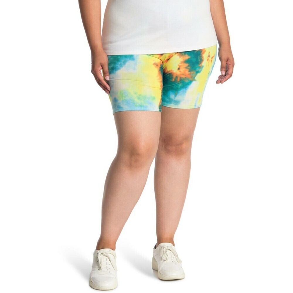 AFRM Women's Lars Short In Teal/Yellow Multi Tie Dye Size M